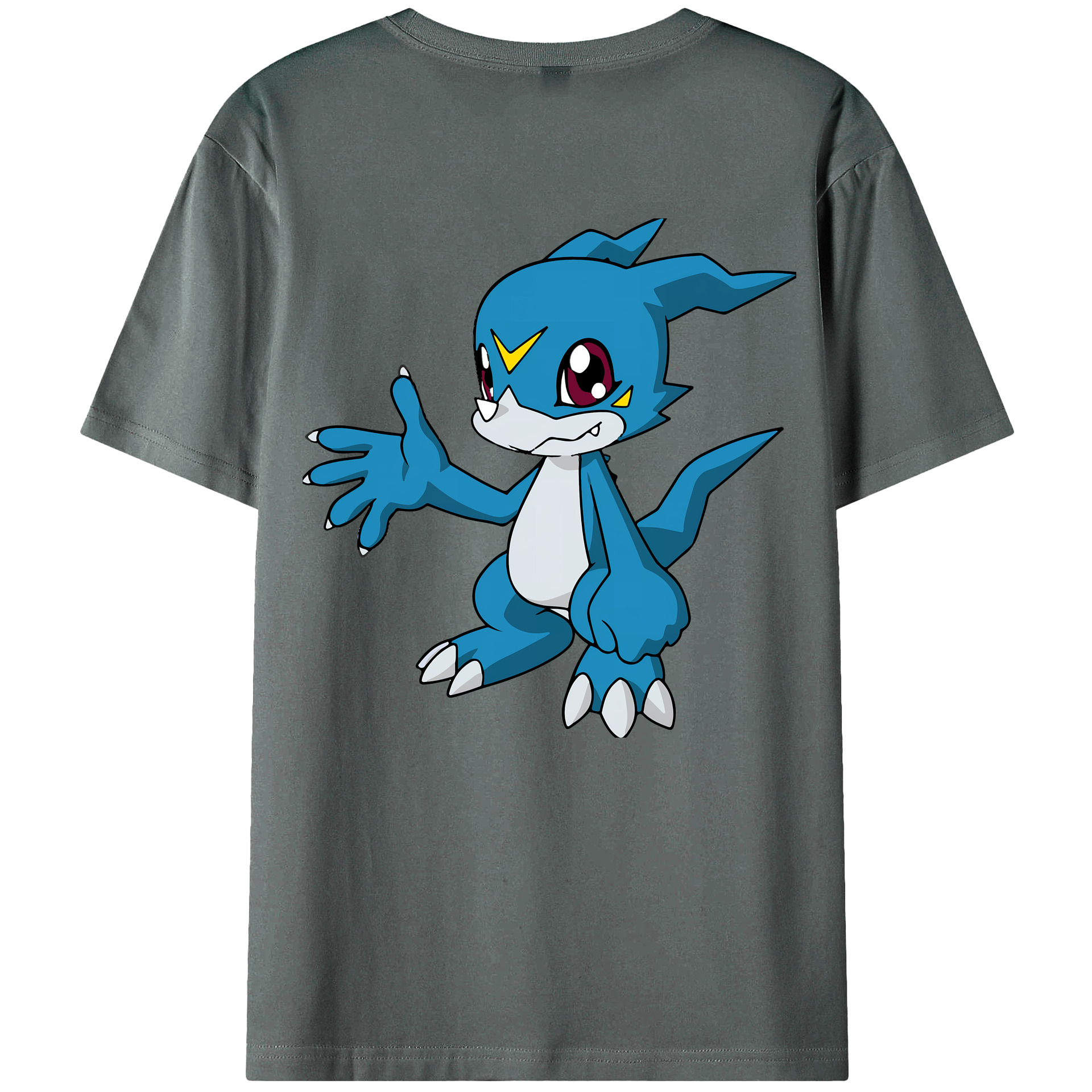 （画像用） Digimon デジタルモンスター/デジモン 綿100％ メンズ半袖Tシャツ（バックプリント） 通気性